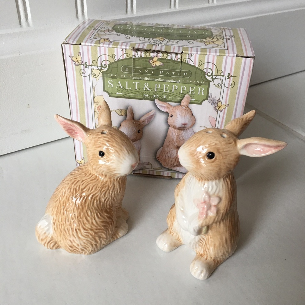 Certified International Bunny Patch Salt & Pepper Shakers Susan Winget